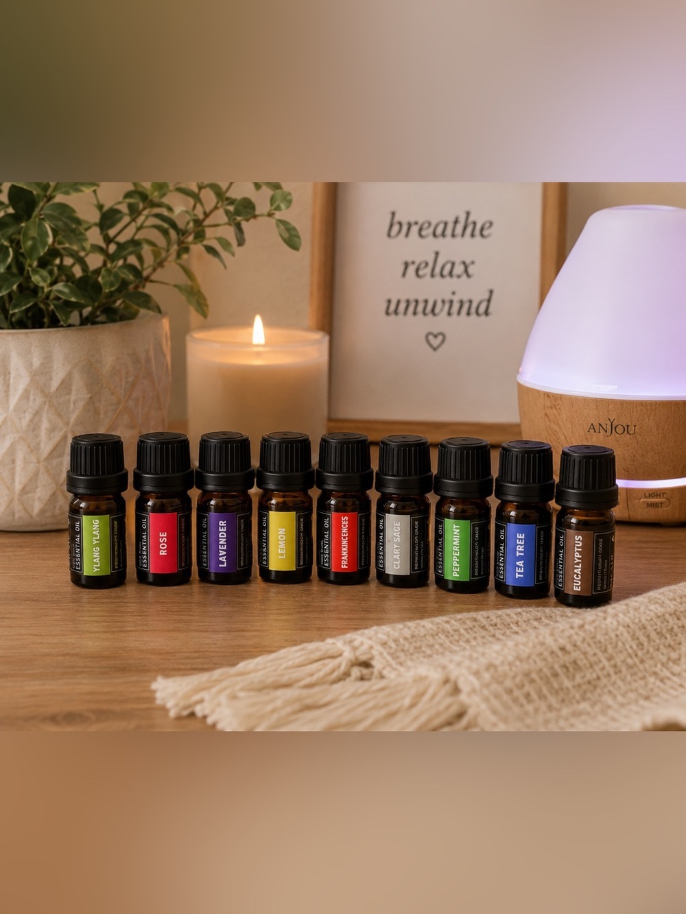 Anjou Aromatherapy Essential Oils Set | 9-Piece Pure Essential Oil Collection
